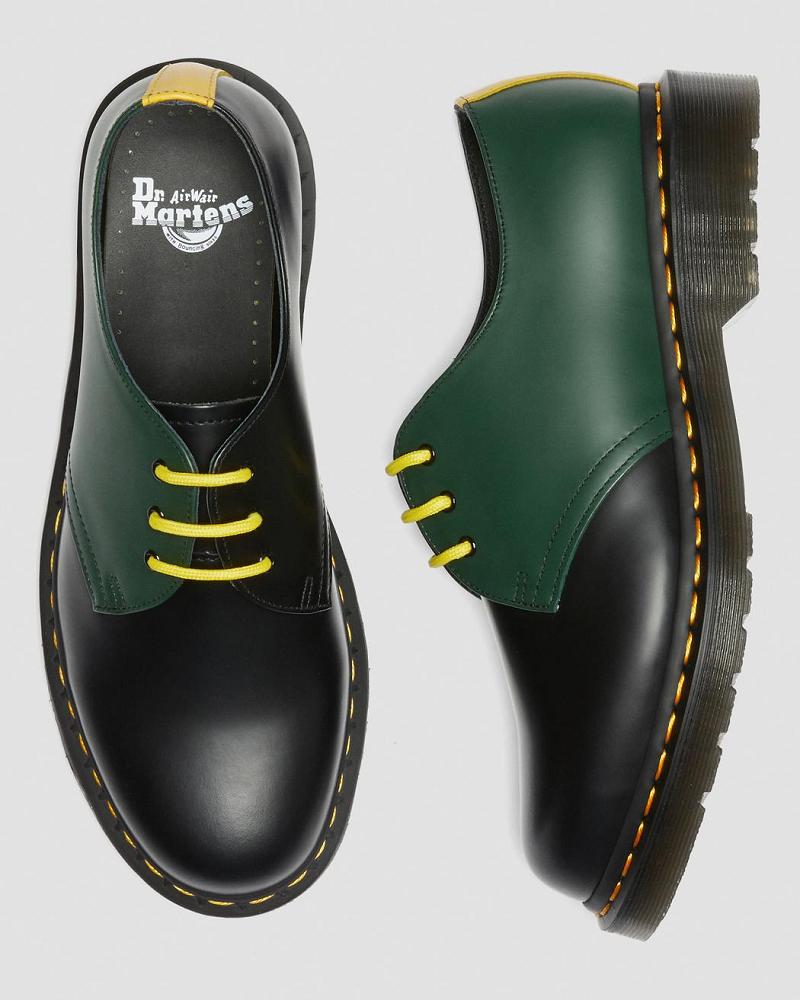 Black Men's Dr Martens 1461 Contrast Smooth Leather Oxfords Shoes | CA 589CTV